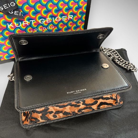 NWT Kurt Geiger London Shoreditch Small Leather & Genuine Calf Hair Shoulder Bag - Picture 12 of 17